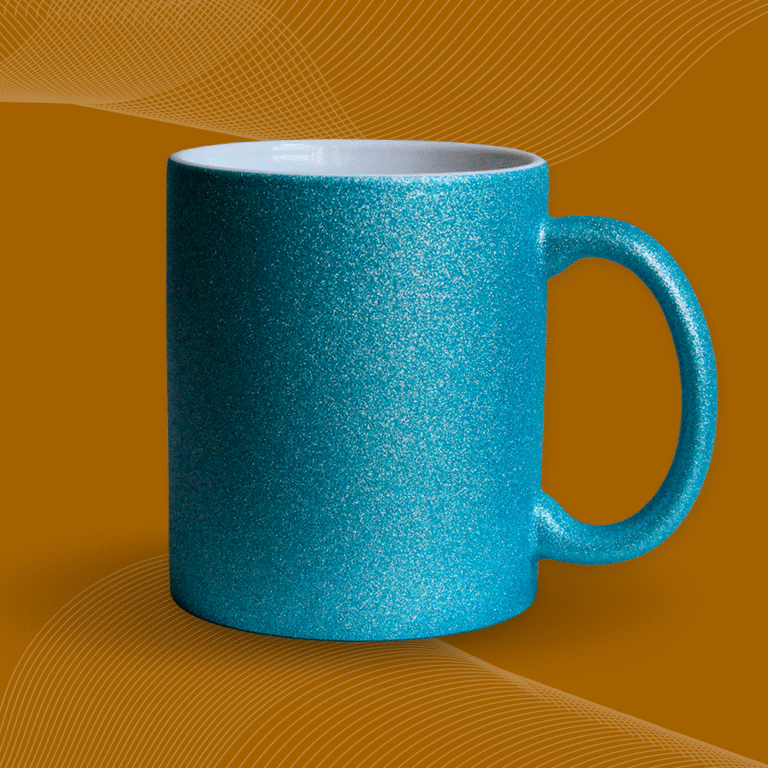 TAZA GLITTER AZUL CLARO
