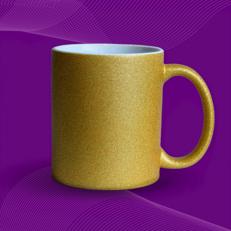 taza glitter oro