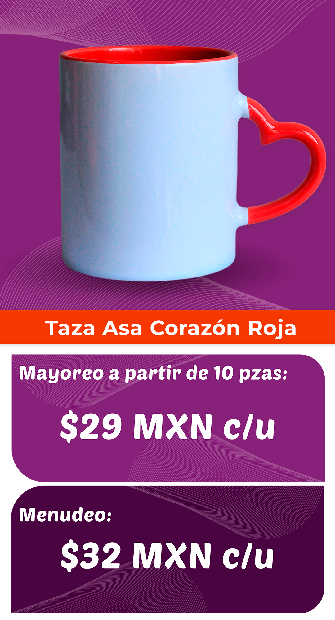 Taza asa corazon roja