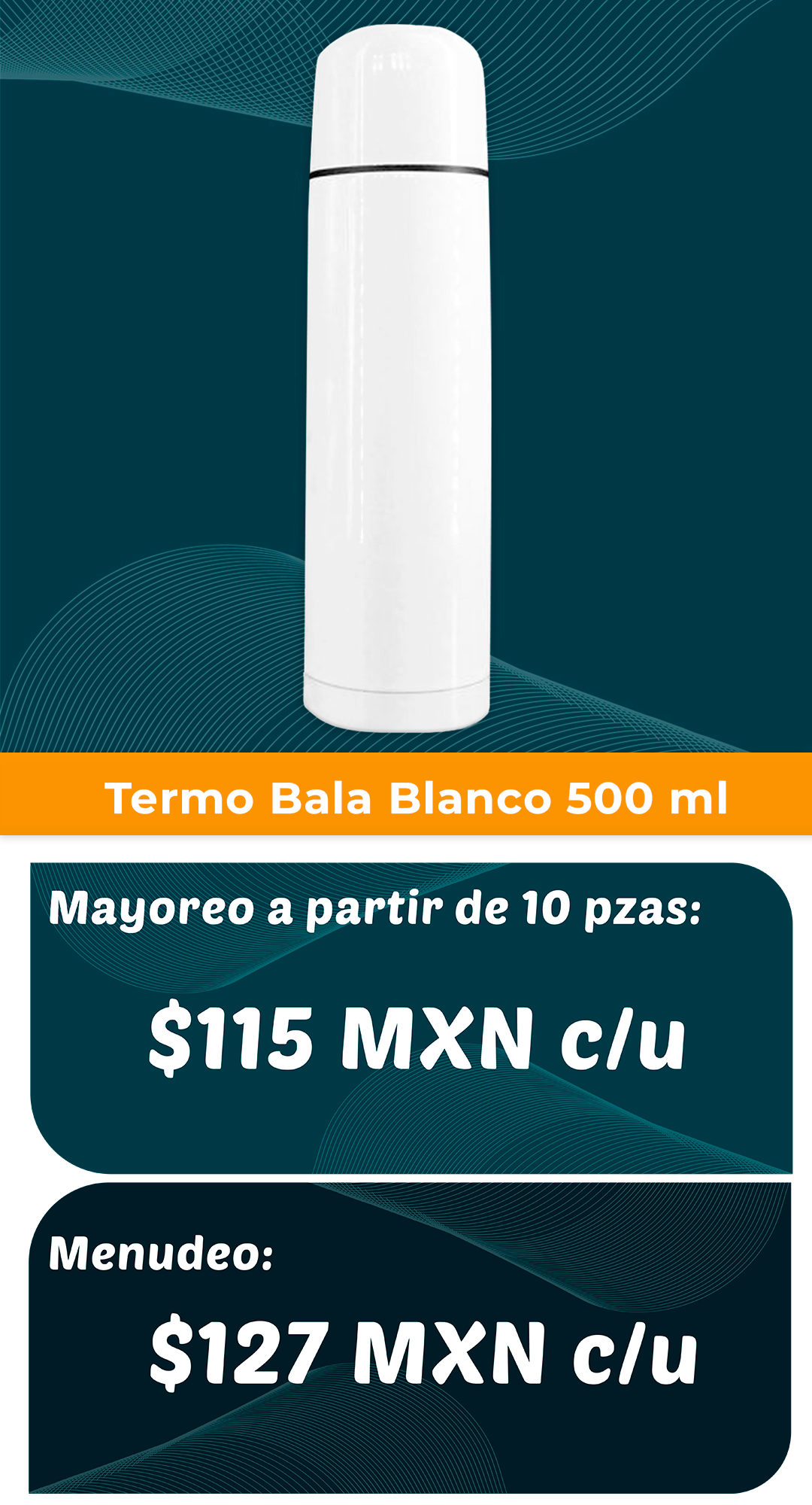 Termo bala blanco