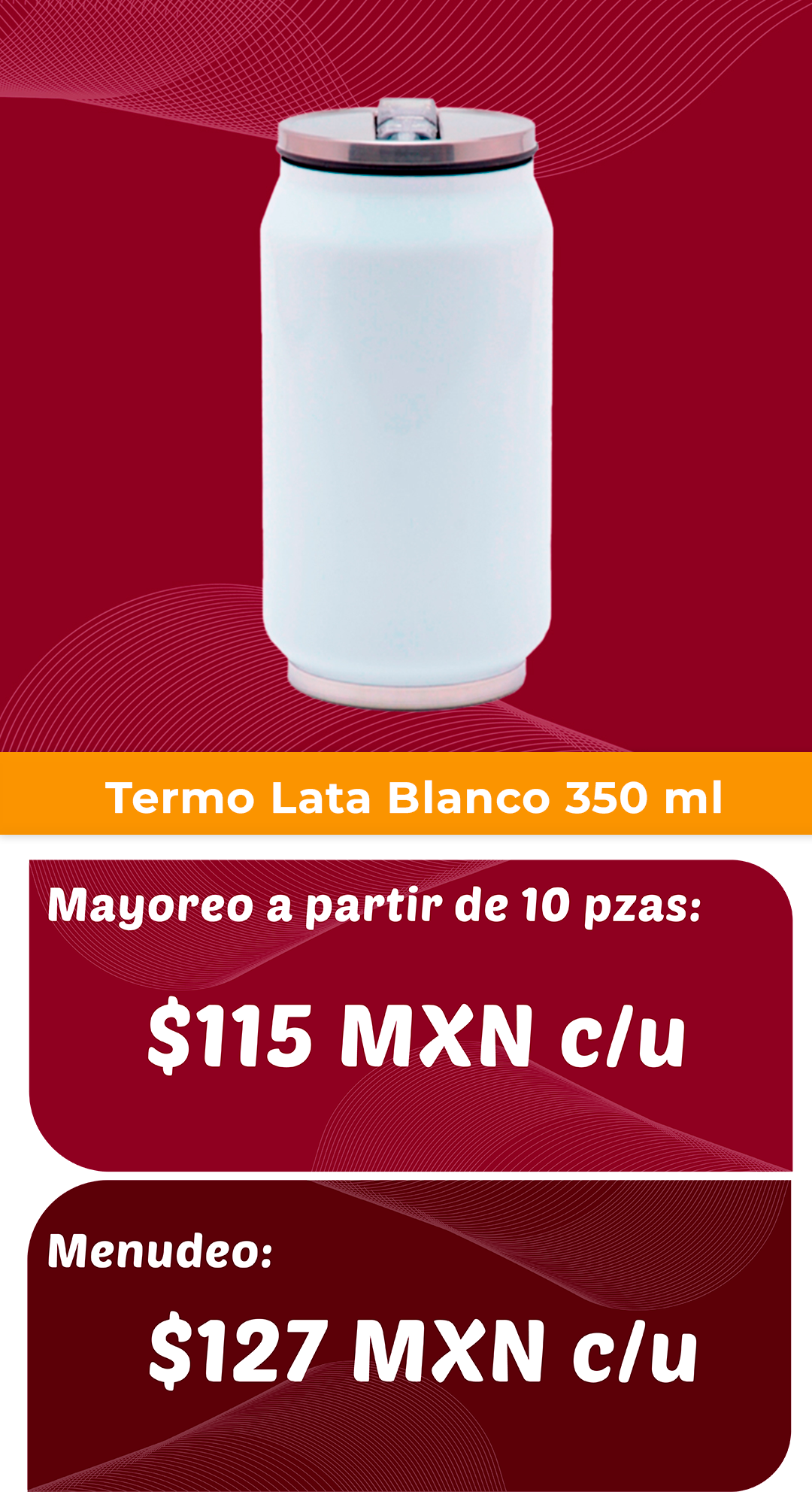 Termo lata blanco 350 ml